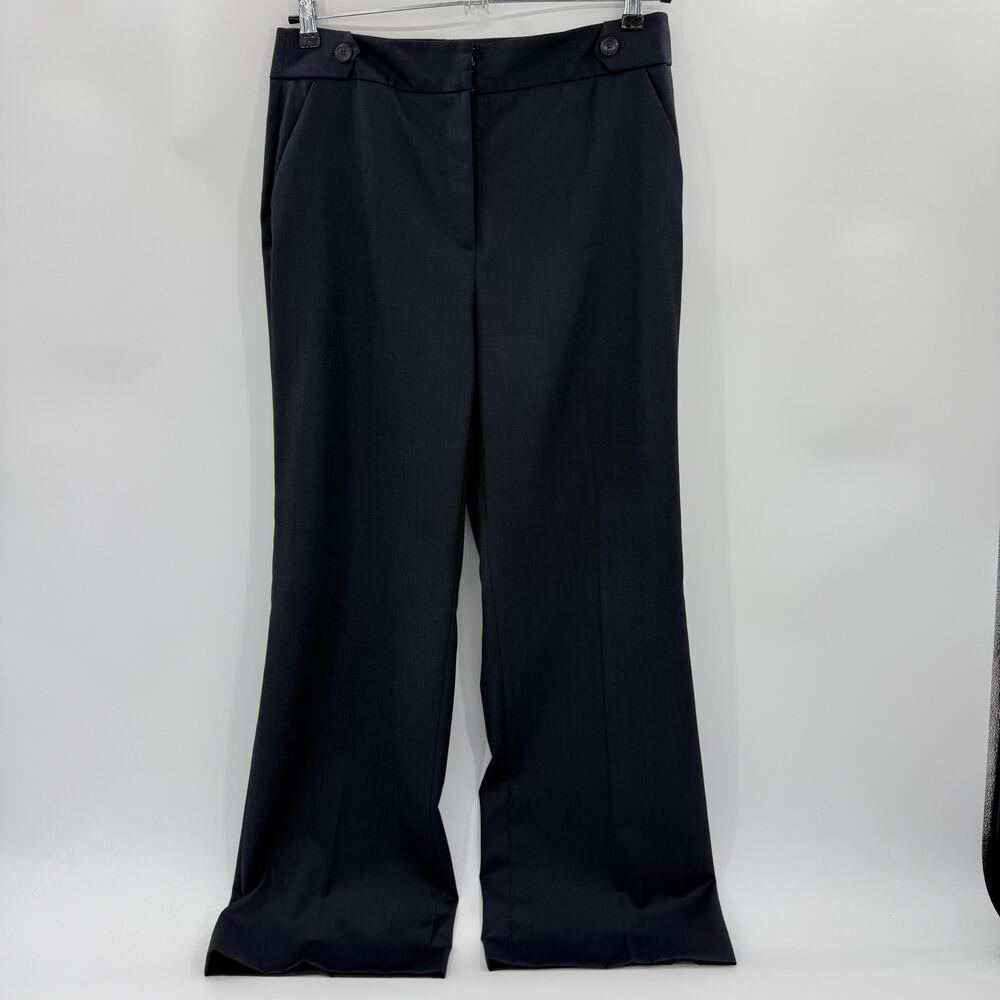 CLASSIQUES ENTIER Womens Wool Career Pants Size 12P Lightweight Wide Leg Grey